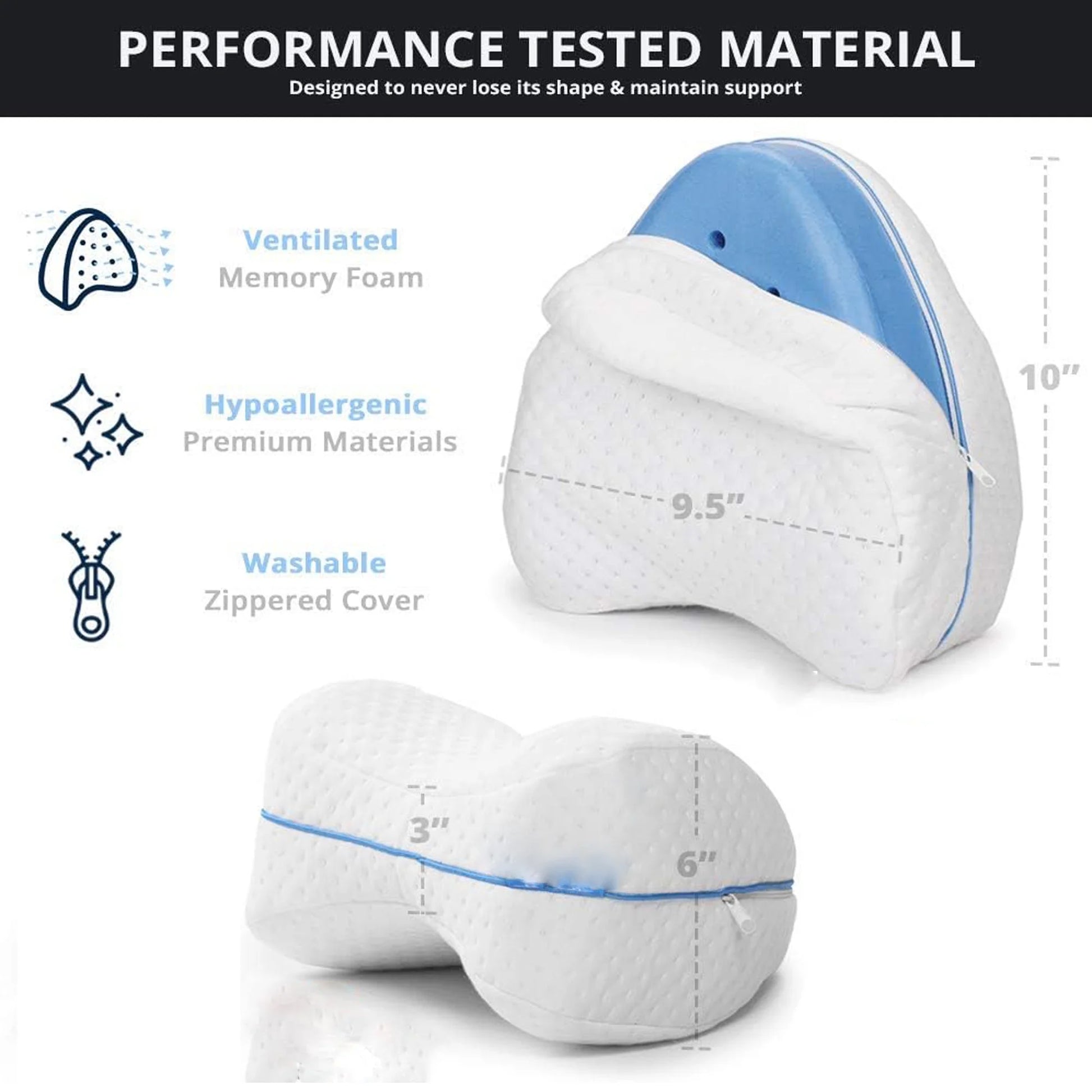 Legacy Leg & Knee Foam Support Pillow Soothing Pain Relief for Sciatica, Back, Hips, Knees, Joints